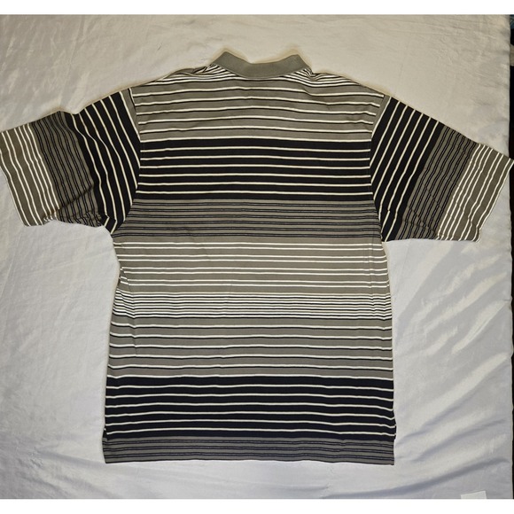 Nike Golf Mens Polo Shirt Large 100% Cotton Steiped Browns Embroidered Swoosh - Picture 7 of 8